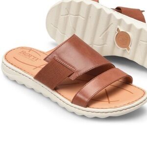 Born Oceana Women’s Tan Leather  Comfortable Slide Sandals Size 7